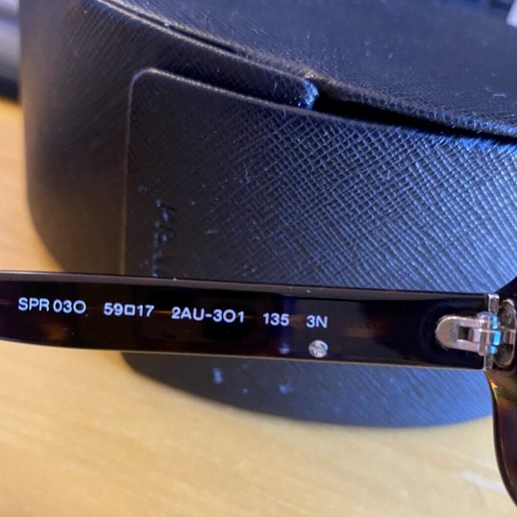 PRADA Black Mens Rectangle TORTOISE Sunglasses SPR 03O 59 17 2AU-3O1 135 3N EUC - Picture 5 of 6